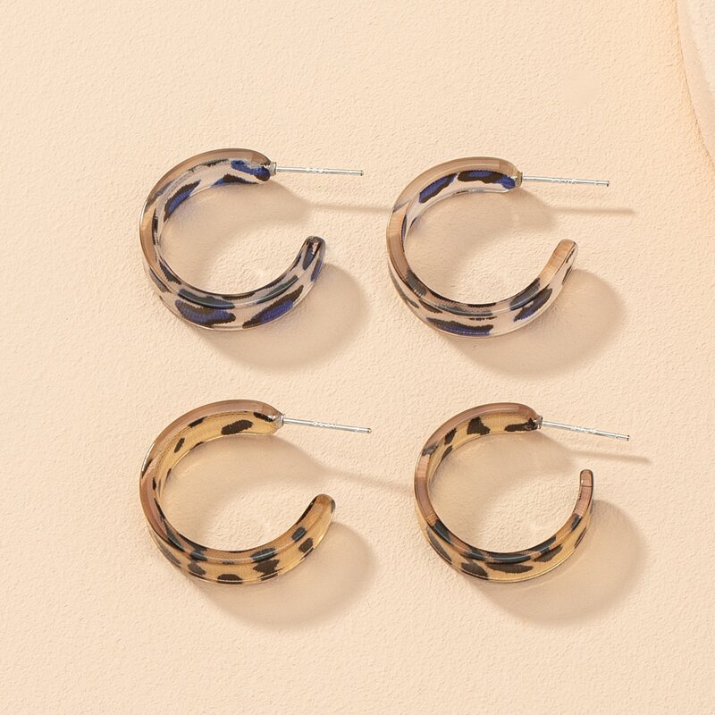 

Leopard Cuff Hoop Earrings, Multicolor