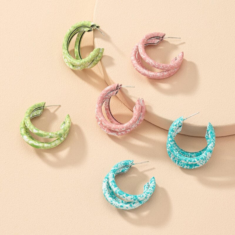 

3pairs Cuff Hoop Earrings, Multicolor