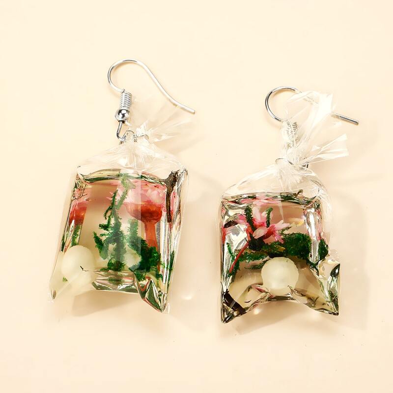 

1pair Floral Charm Earrings, Multicolor