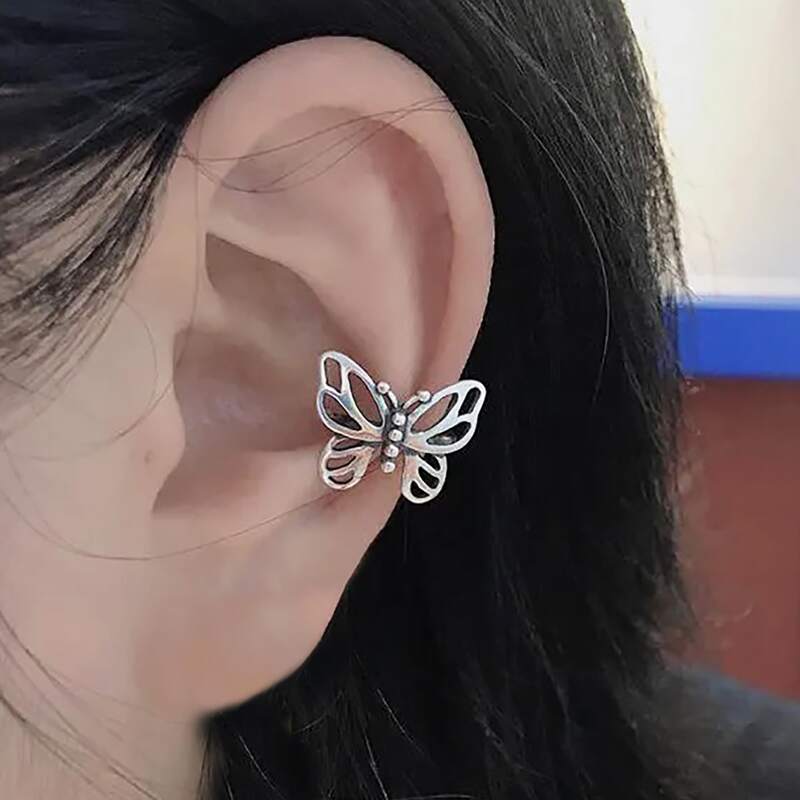 

1pc Butterfly Design Ear Cuff, Silver