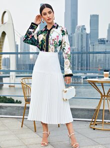 SHEIN Faldas Cremallera Liso Elegante - Blanco - Ver 1