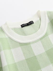 格紋圖案針織上衣