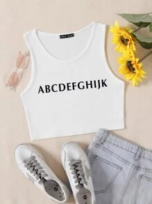 Scoop Neck Letter Graphic Tank Crop Top