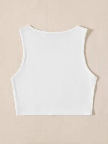 Scoop Neck Letter Graphic Tank Crop Top