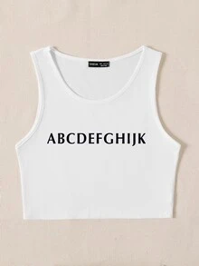 Scoop Neck Letter Graphic Tank Crop Top