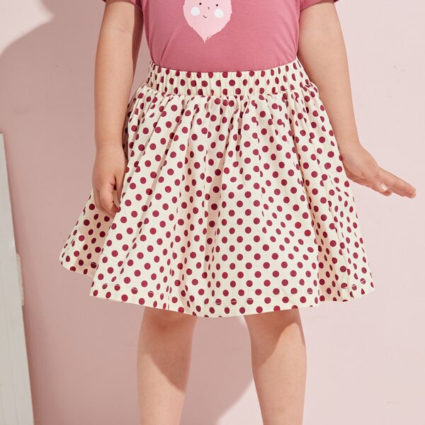 

Toddler Girls Polka Dot Flared Skirt, Apricot