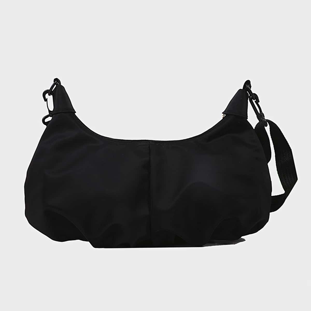 

Solid Ruched Crossbody Bag, Black
