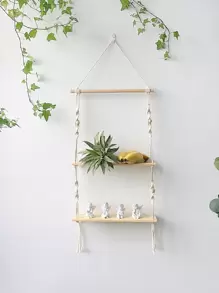 1pc Double Layer Wooden Wall Hanging,Home Decor ,Room Decor,Wall Decor Gifts Birthday Graduation - Khaki - View 2