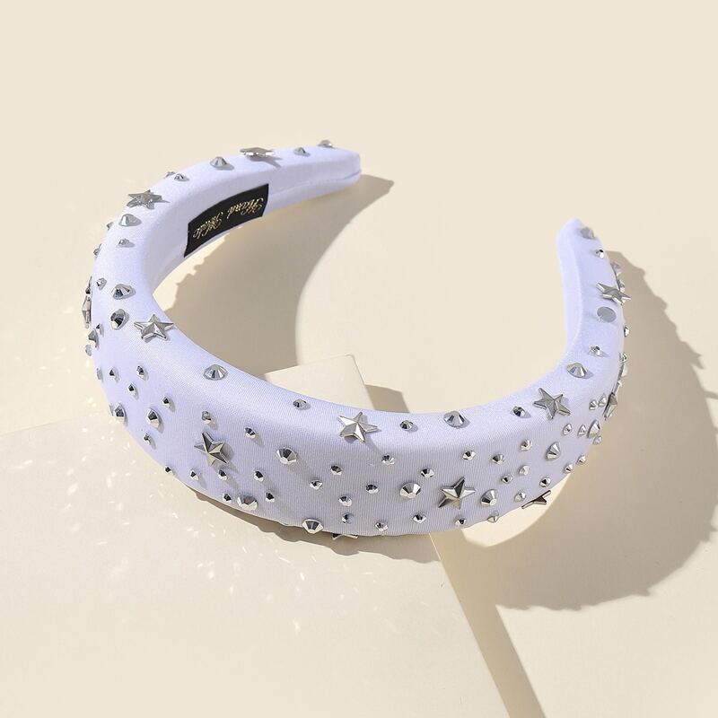 

Rhinestone Star Wide Headband, White