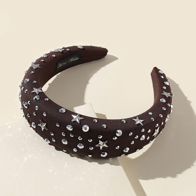 

Rhinestone Star Wide Headband, Black