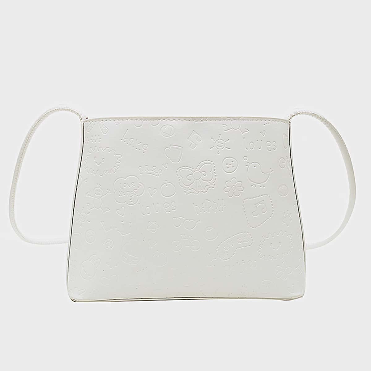 

Cartoon Embossed Crossbody Bag, Beige