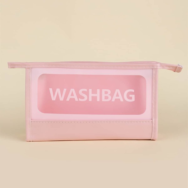 

Letter Graphic Zipper Makeup Bag, Baby pink
