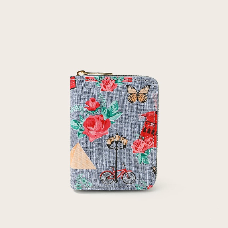 

Butterfly & Rose Zip Around Purse, Multicolor