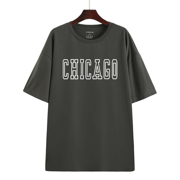 

Letter Graphic Drop Shoulder Tee, Dark grey