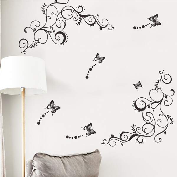 

Butterfly Print Wall Sticker, Black