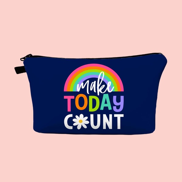 

Rainbow Pattern Zipper Makeup Bag, Royal blue