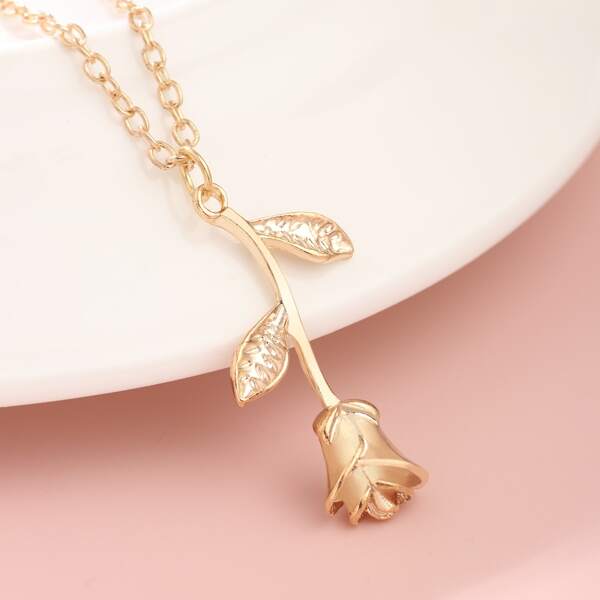 

Girls Flower Charm Necklace, Gold