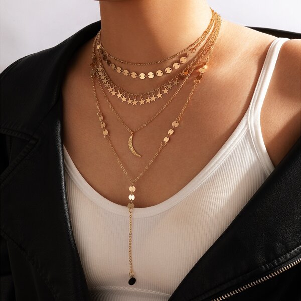 

Star Charm Layered Necklace, Gold