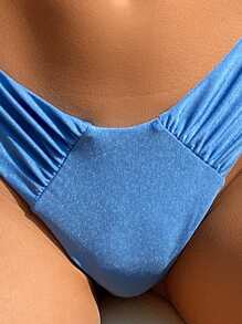 Đáy bikini màu trơn Gợi cảm - Màu xanh lam - Xem 4