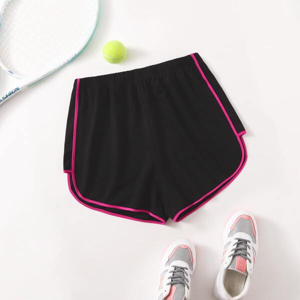 

Plus Contrast Binding Dolphin Shorts, Black