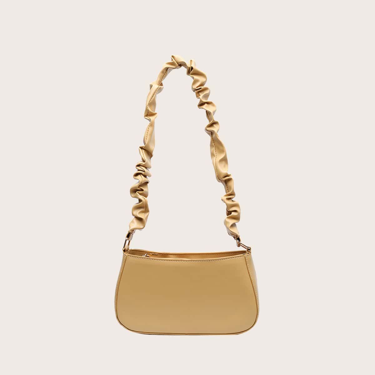

Solid Ruched Strap Crossbody Bag, Yellow