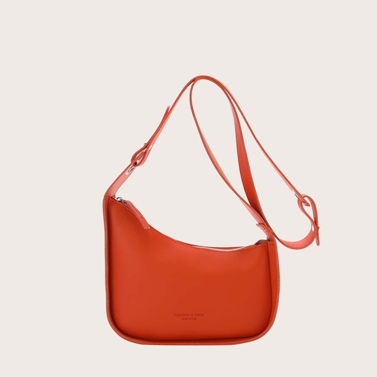 

Solid Zip Crossbody Bag, Orange