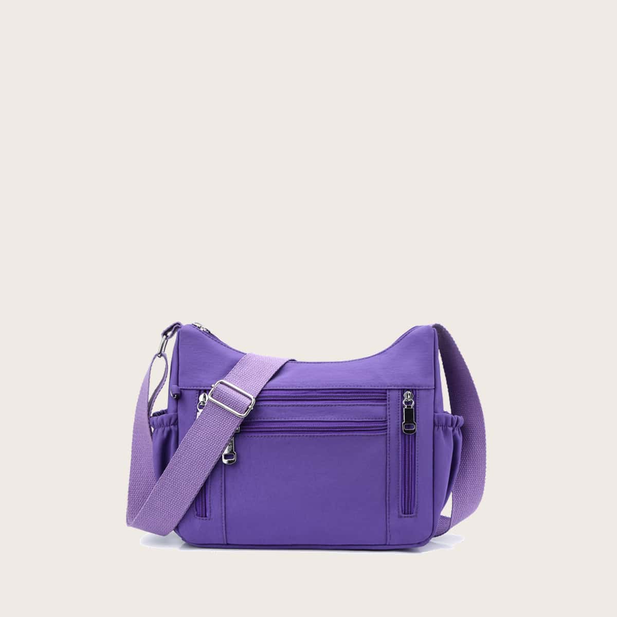 

Solid Zip Crossbody Bag, Purple