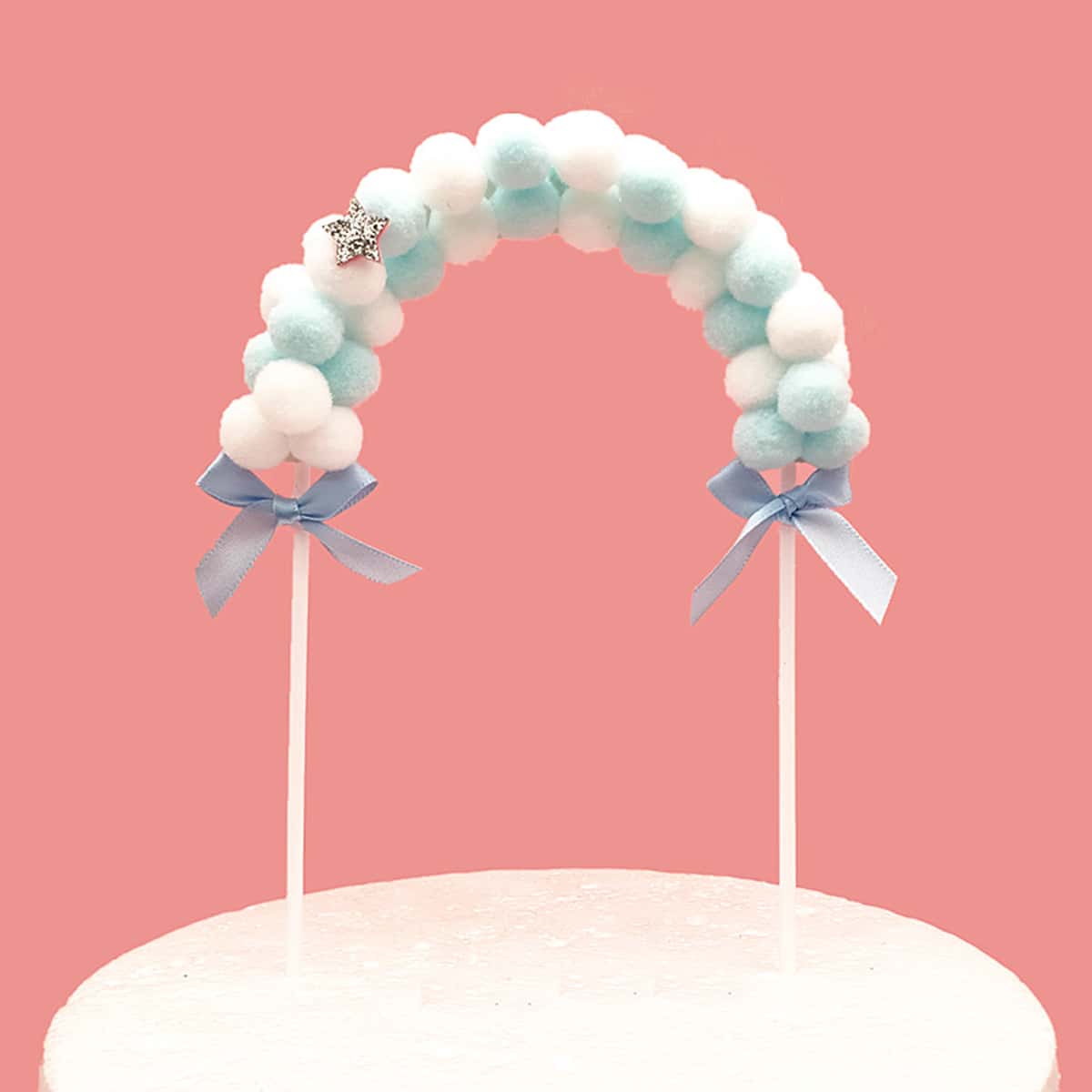 

1pc Pom Pom Cake Topper, Multicolor