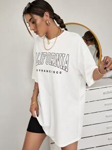 SHEIN Unity Áo thun Lá thư Giải trí - trắng - Xem 5