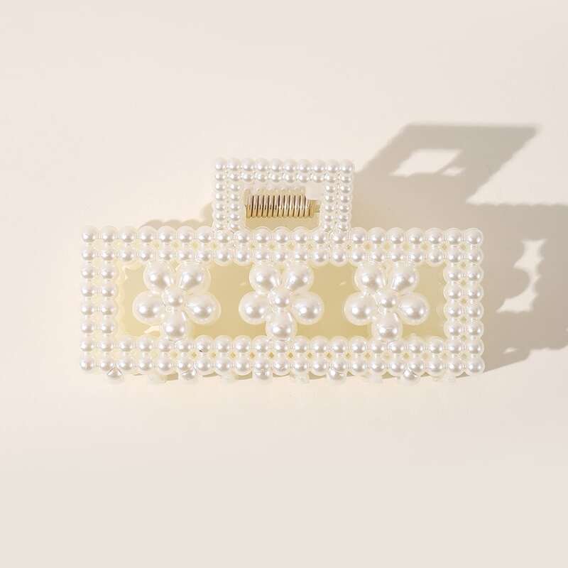 

Faux Pearl Hair Claw, White