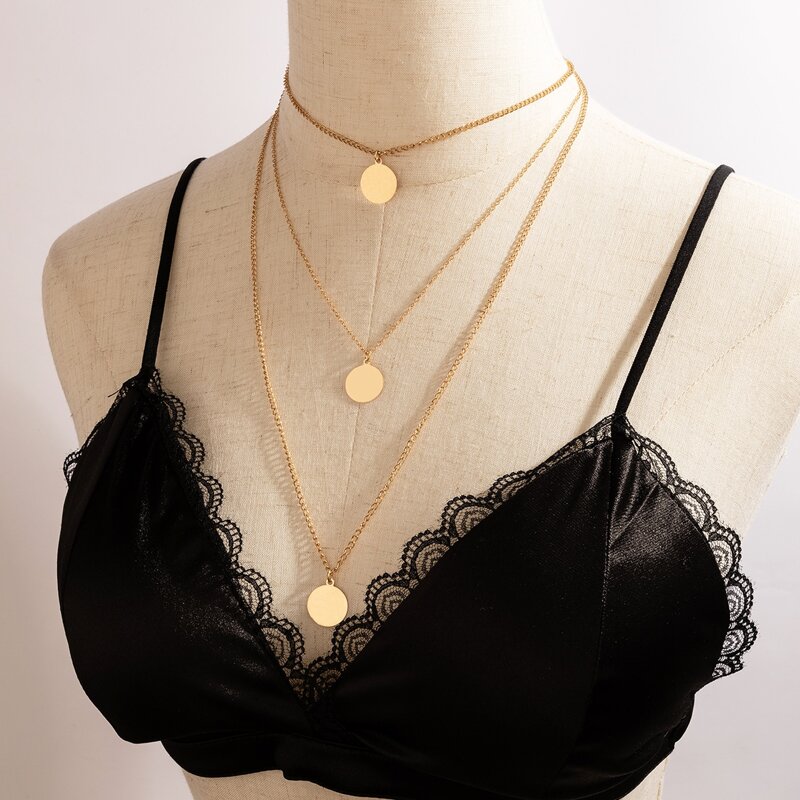 

Disc Layered Necklace, Gold
