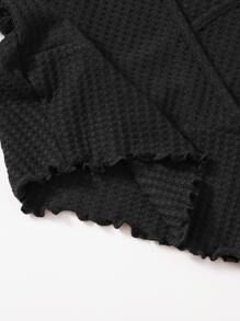 Muchica Surplice Neck Lettuce Trim Tee - Black - View 4
