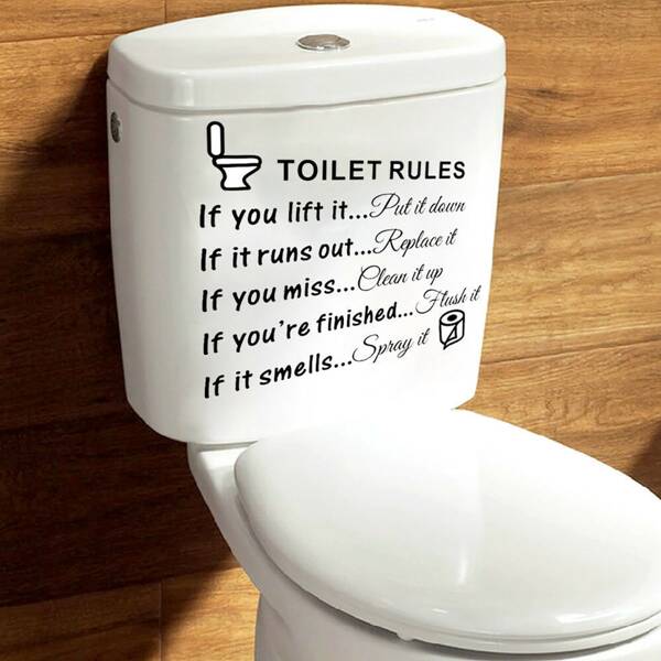

Slogan Graphic Toilet Sticker, Black