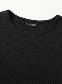 Muchica Solid Waffle Knit Tee - Black - View 4