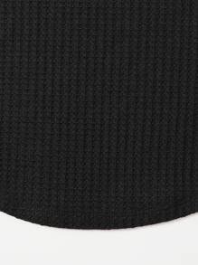 Muchica Solid Waffle Knit Tee - Black - View 5