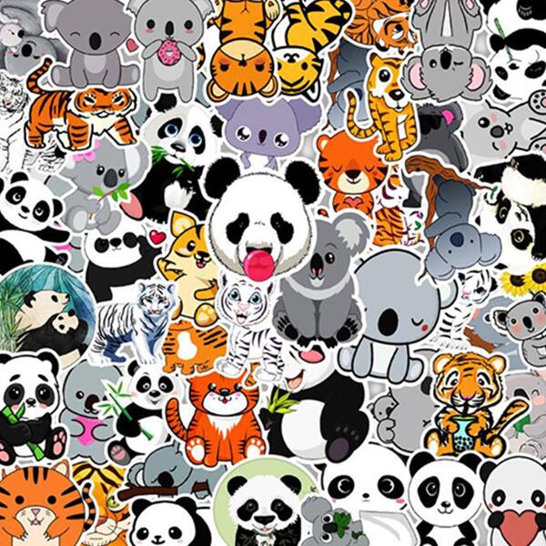 

50pcs Cartoon Animal Print Sticker, Multicolor