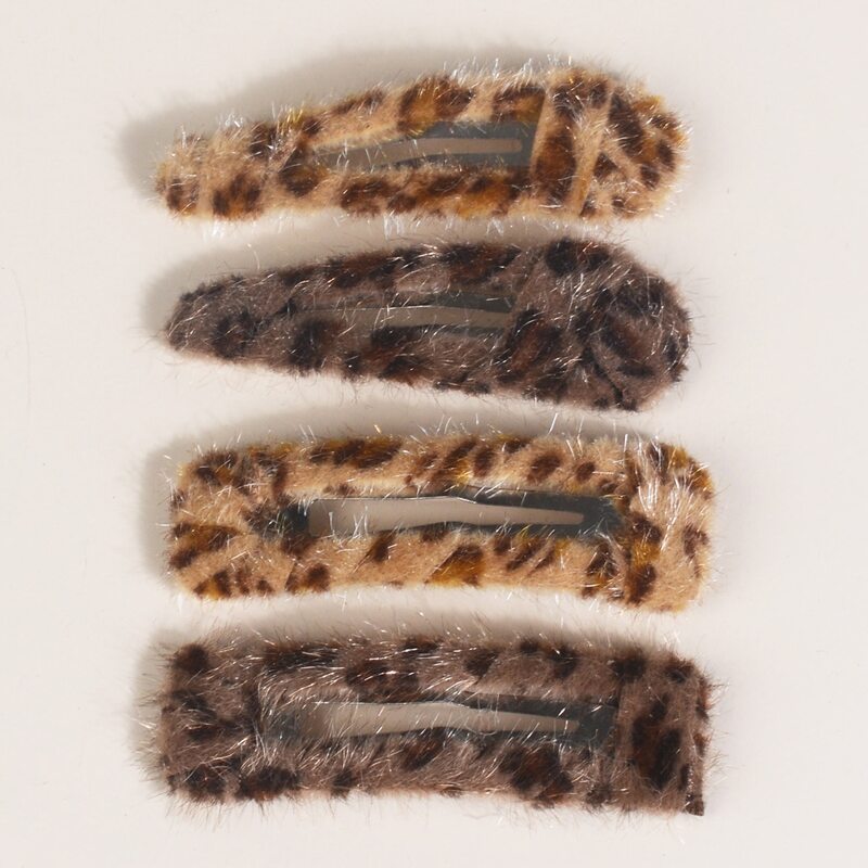

4pcs Leopard Hair Clip, Multicolor