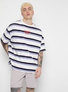 Manfinity VCAY Men Letter Graphic Striped Tee
