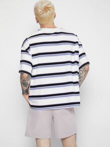 Manfinity VCAY Men Letter Graphic Striped Tee
