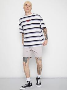 Manfinity VCAY Men Letter Graphic Striped Tee
