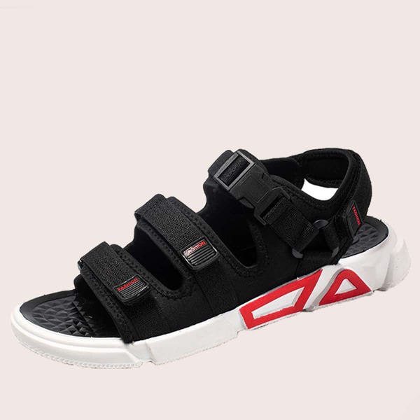 

Men Velcro Strap Sport Sandals, Black and white