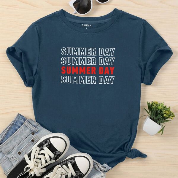 

Slogan Graphic Short Sleeve Tee, Navy blue