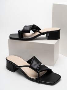 Dép xăng đan xoắn lại màu trơn Đúng mốt - màu đen - Xem 1