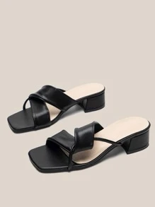 Dép xăng đan xoắn lại màu trơn Đúng mốt - màu đen - Xem 2