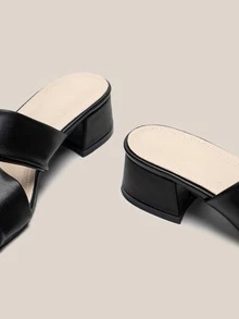 Dép xăng đan xoắn lại màu trơn Đúng mốt - màu đen - Xem 5