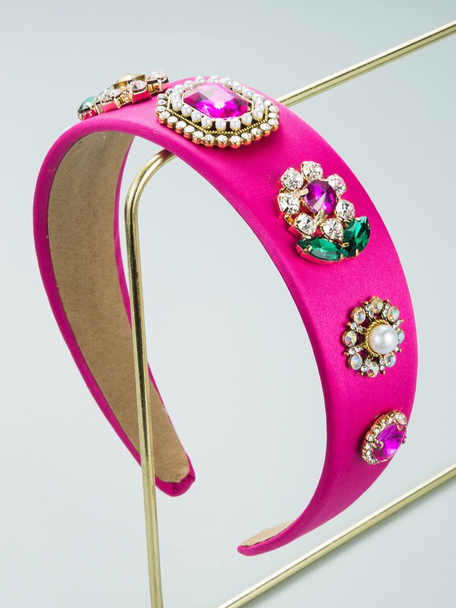 Rhinestone Decor Hair Hoop - Hot Pink - View 1