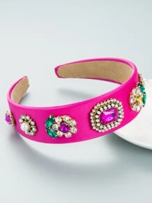 Rhinestone Decor Hair Hoop - Hot Pink - View 2