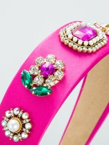 Rhinestone Decor Hair Hoop - Hot Pink - View 3