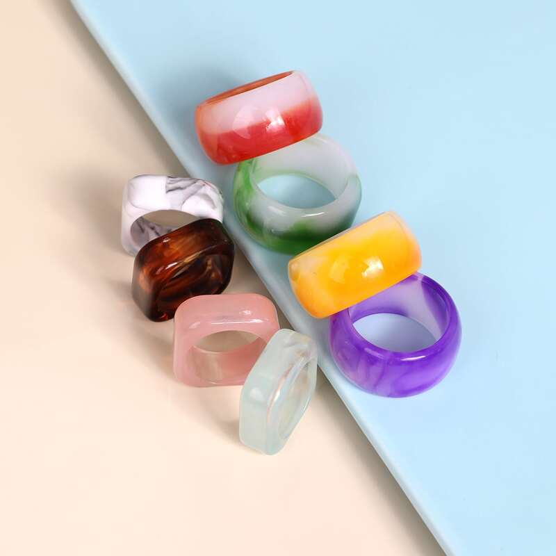 

8pcs Minimalist Ring, Multicolor