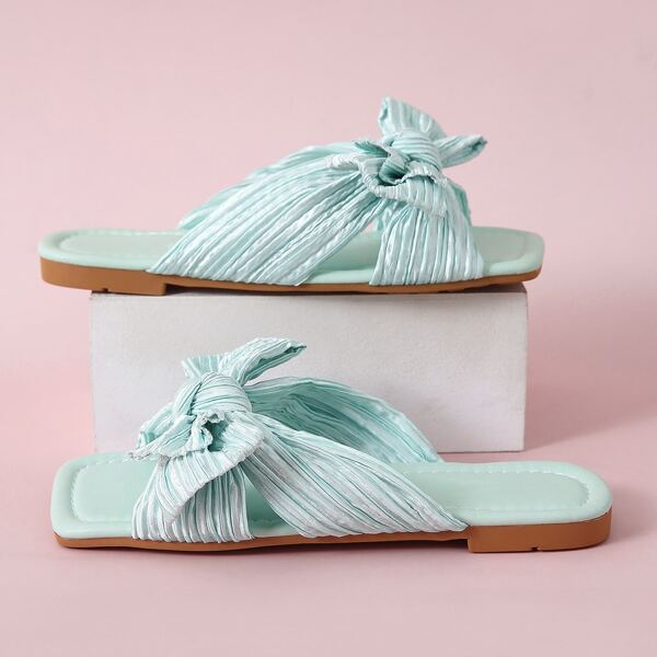 

Bow Decor Slide Sandals, Mint green